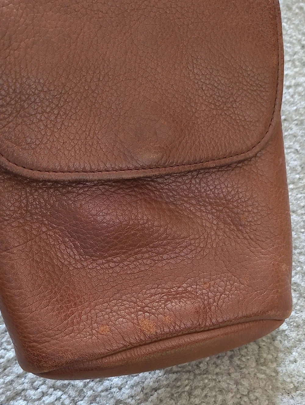 Vintage Brown Pebbled Leather Crossbody Bag - Picture 7 of 7